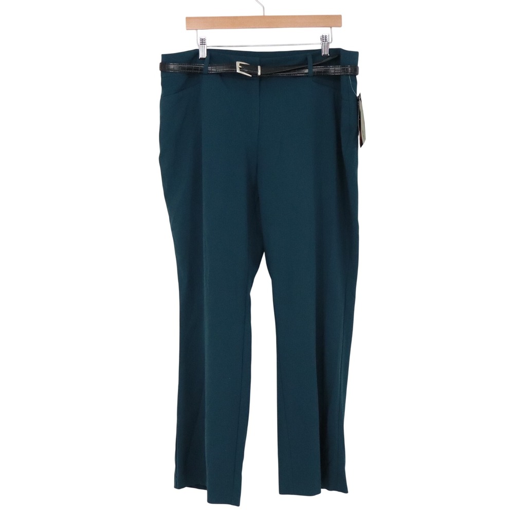 Briggs New York Dress Pants Womens 16WS Slimming Solution Teal Belted NEW
